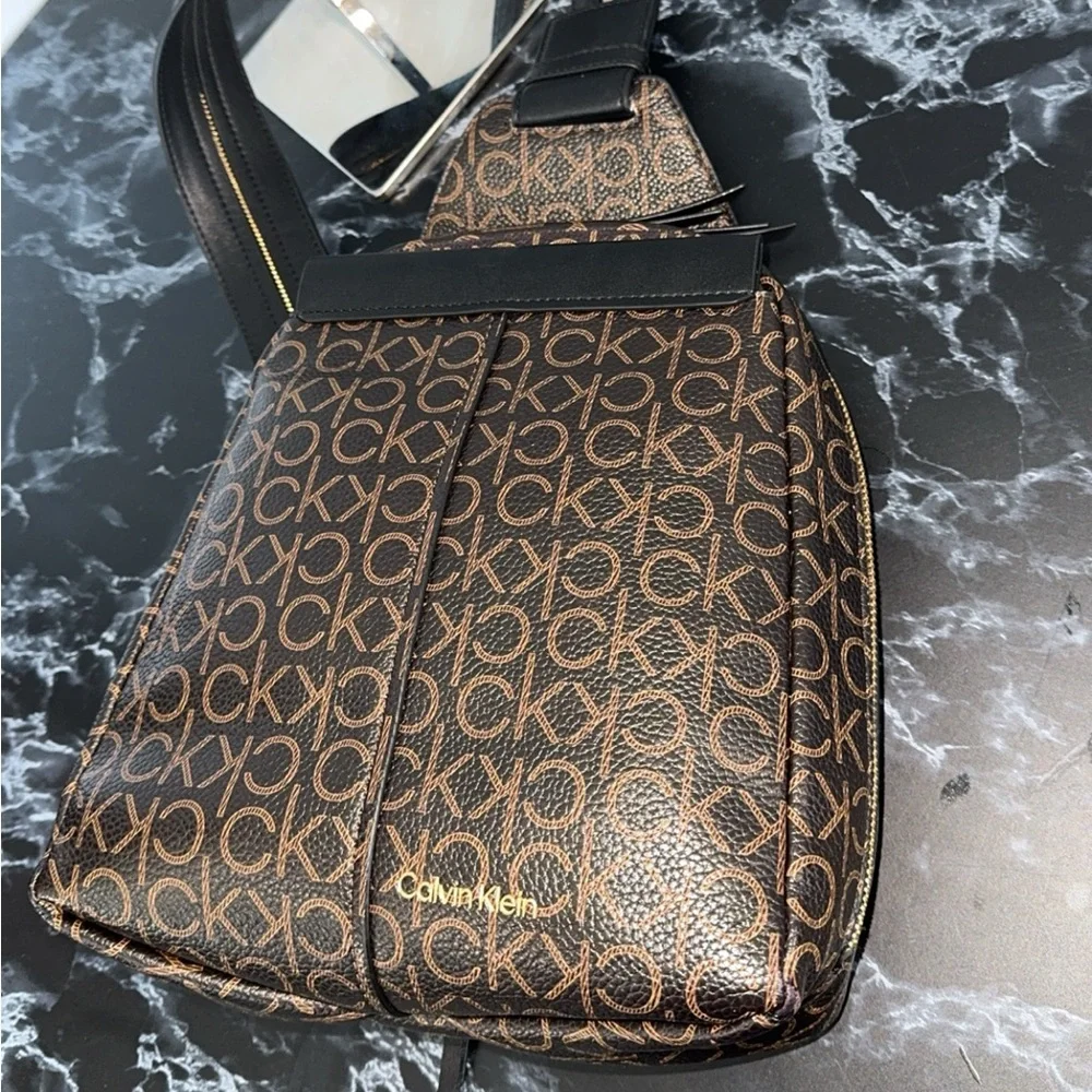 Calvin Klein Bag Millie Logo Sling CK Backpack PU Leather AUTHENTIC